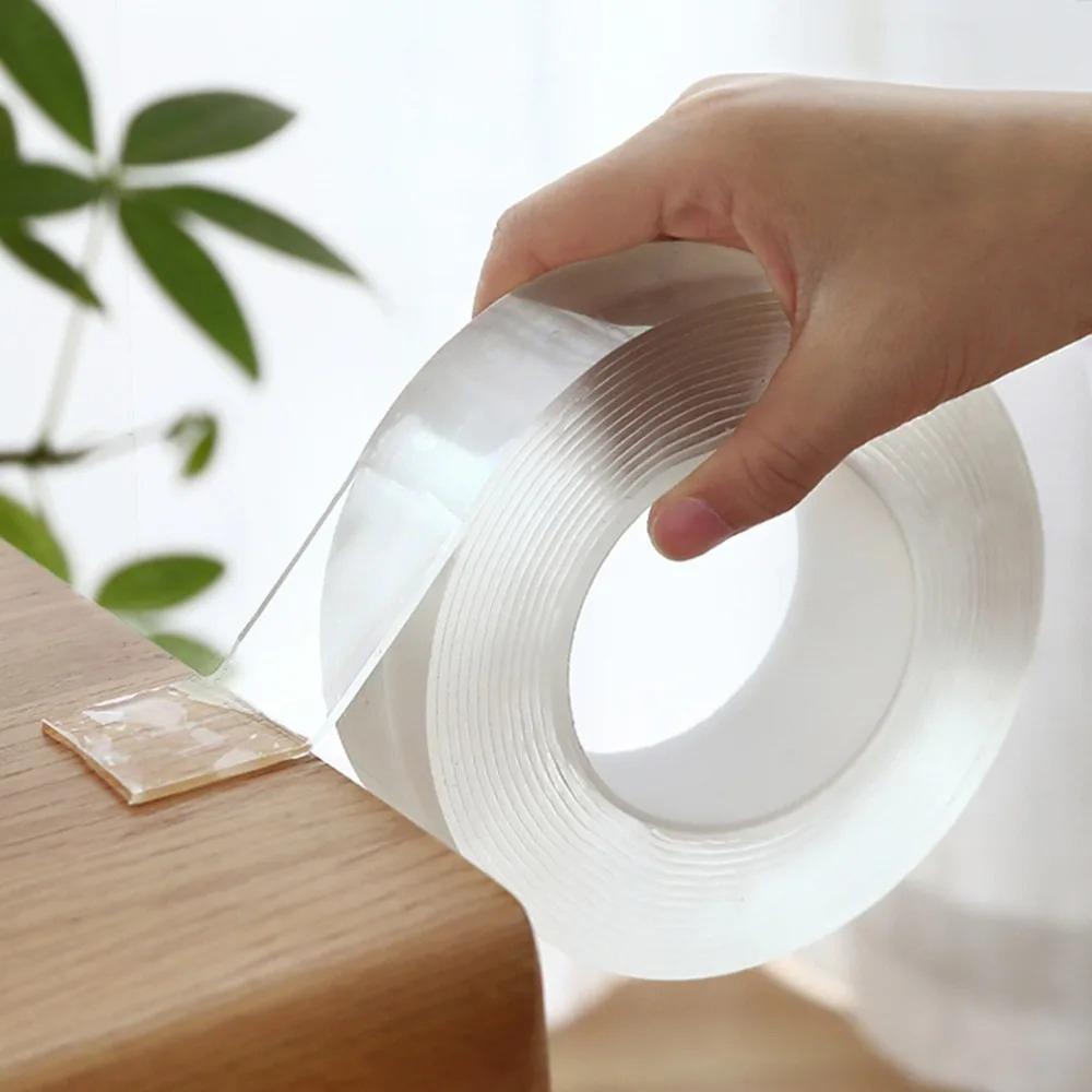 Nano Double Sided Tape Super Strong Adhesive Transparent Reusable Waterproof Heat Resistant Removable for Kitchen Bathroom Home