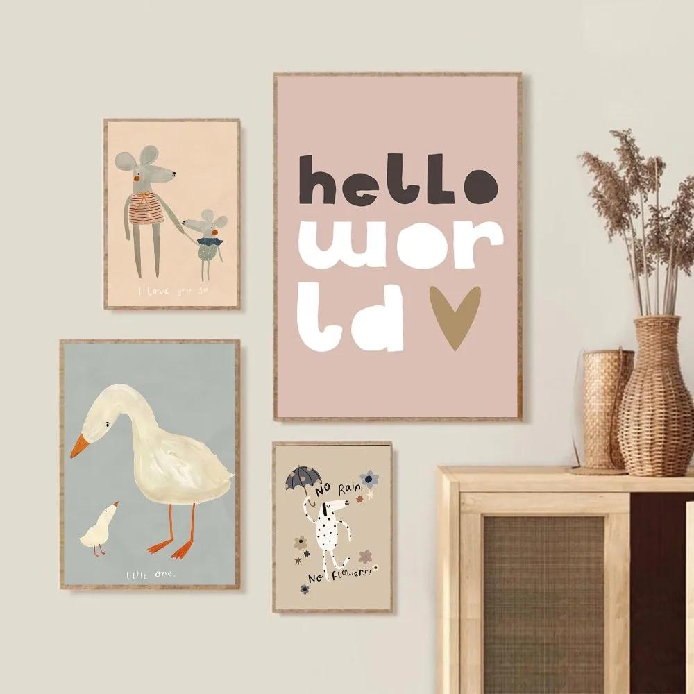 1 Stück Nordisch Cartoon Fuchs Hase Kindergarten Poster Aufkleber Kunst Wandmalereien Dekor Spielzimmer Dekor Geschenke Kawaii HD Malerei Katze