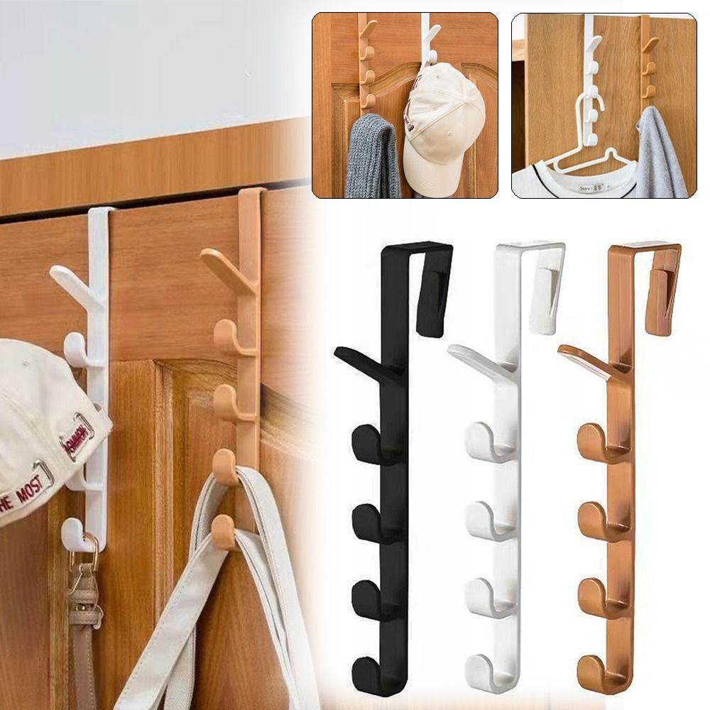 Wall-mounted Door Hanger Hooks 5 Hooks Hanging Rack New Door Hooks for Clothes Bag Caps Purse