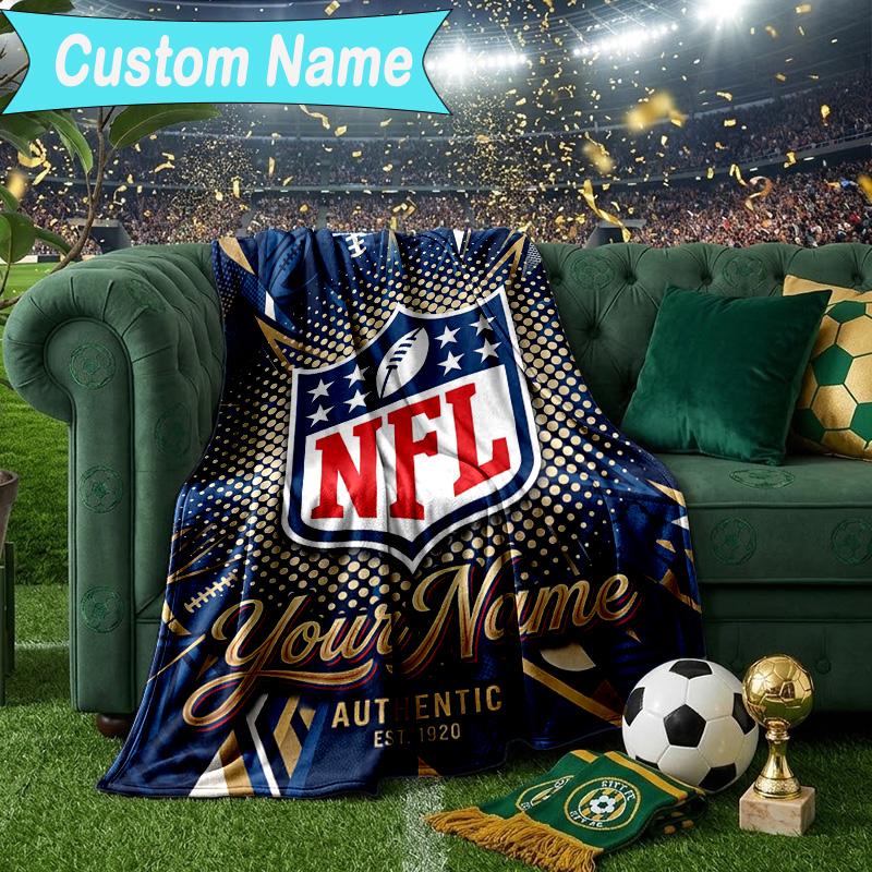 Custom Name Blanket NFL Team Collection Blanket Bedding Blanket for Travel, Camping, Living Rooms, Offices, Sofas, Fan Christmas gift