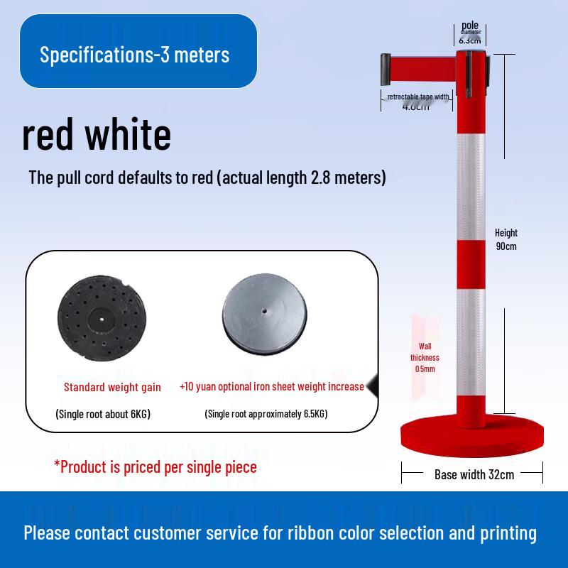 Retractable Safety Barrier with Warning Post
