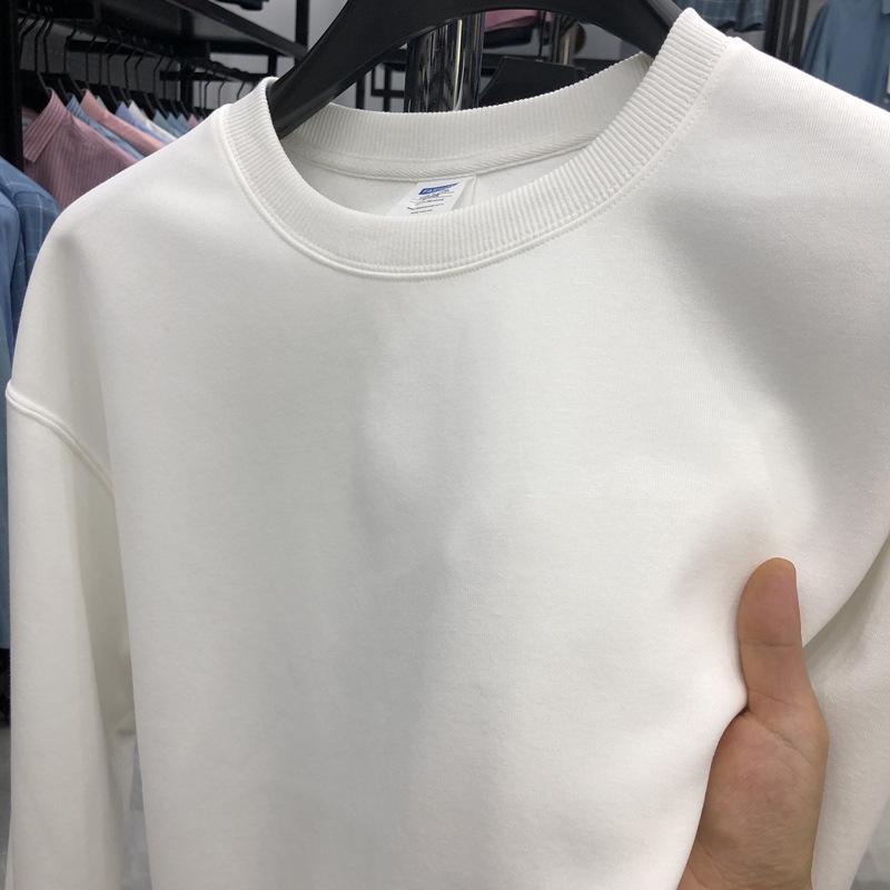 Pánská trendy jednobarevná mikina s kulatým výstřihem - Ležérní pulovr na podzim a jaro