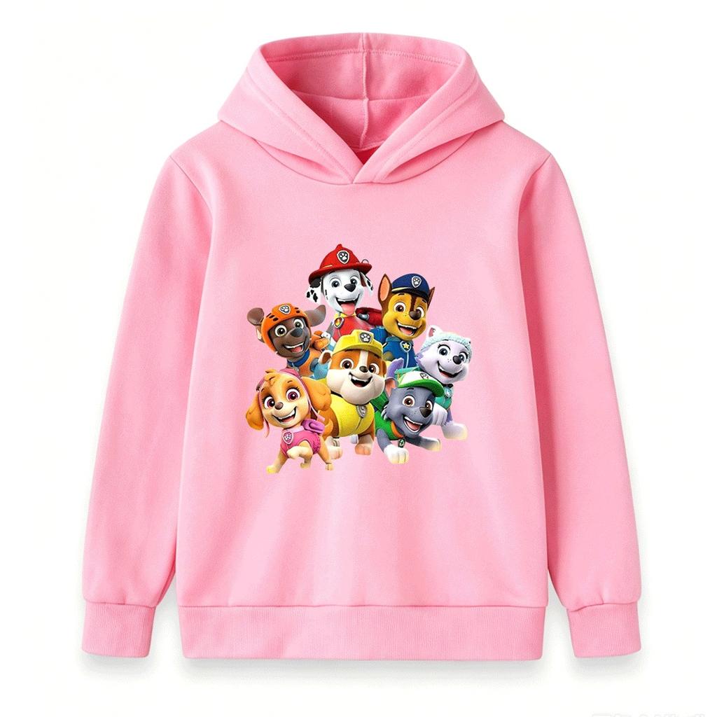 Kids Boys Girls Cartoon Printed Hoodie Cute Puppy Pattern Casual Pullover Sweatshirt For Children Daily Wear