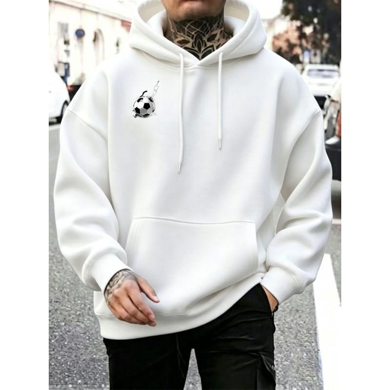 Unisex Loose Fit Hooded Sweatshirt Football Print Casual Streetwear