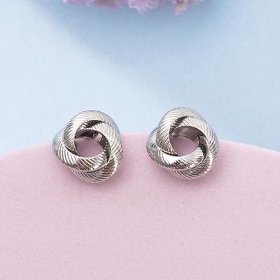 High-End Korean Fashion Pleated Striped Twisted Wrap Hollow Out Stud Earrings for Women - Christmas Jewelry
