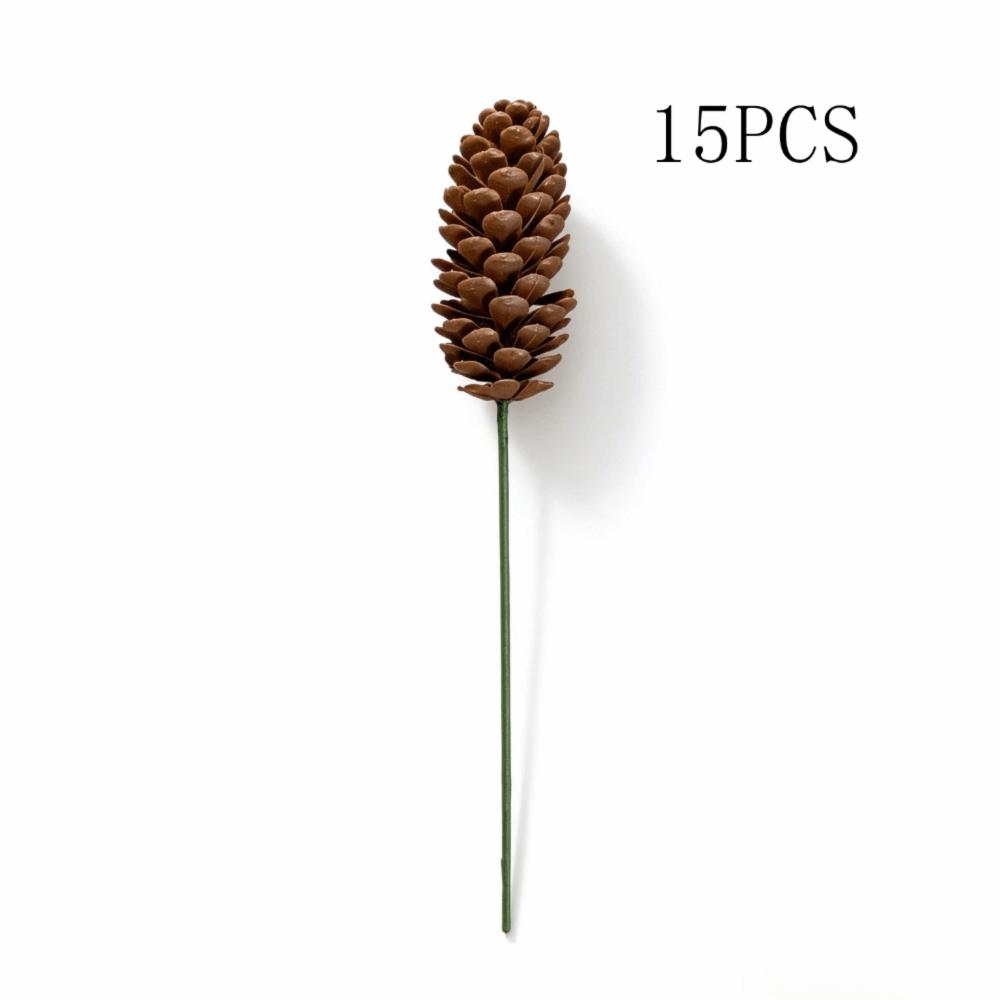 Plastic Material Artificial Christmas Picks 15Pcs Pinecone Embellishments  DIY Christmas Decoration