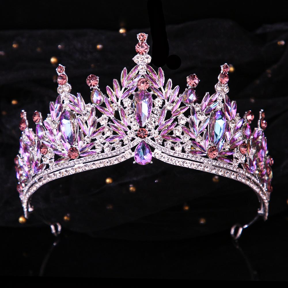 DIEZI Vintage Baroque Crystal Flower Tiara For Women Girls Party Luxury Bridal Bride Rhinestone Crown Hair Accessories Jewelry