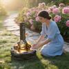 Squirrel And Duck Solar Water Fountain Resin Garden Decor For Patio And Lawn