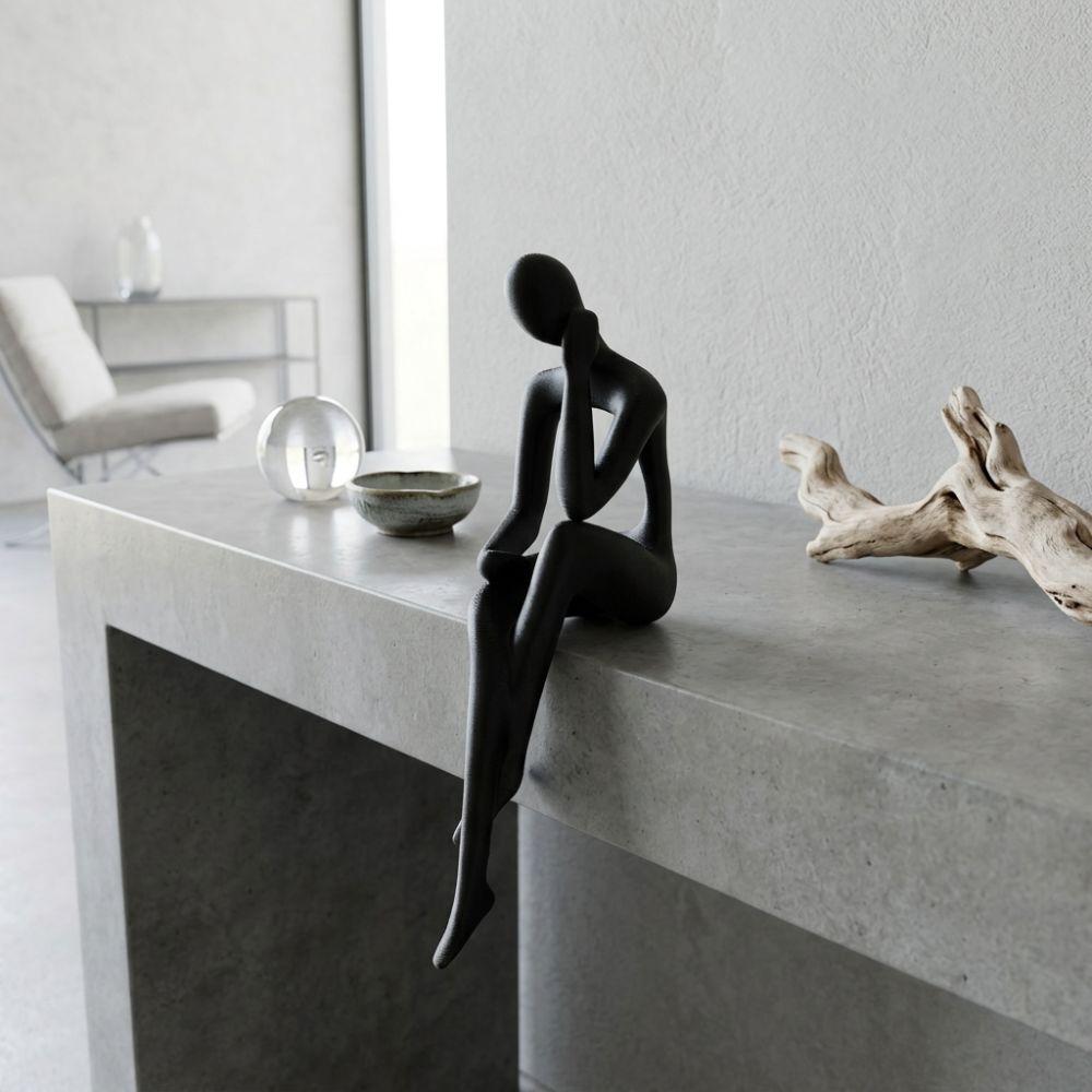 Long Leg Edge Sitter Character Sculpture Minimalist Tabletop Human Decor Tabletop Shelf