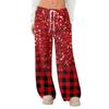 Women's Fleece Wide Leg  Elastic Waist Drawstring Loose Pants Drawstring Pajama Pants Sleepwear Trousers