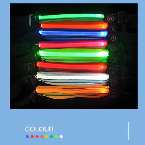 Cintura da Corsa a LED Alta Visibilità 3 Modalità di Illuminazione Multiuso Ricaricabile USB Lampeggiante Sicurezza