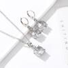 1set/3pcs (Necklace + Earrings) Fashion Temperament Bridal Round Zircon Crystal Earrings Necklace Set, Alloy Jewelry Set