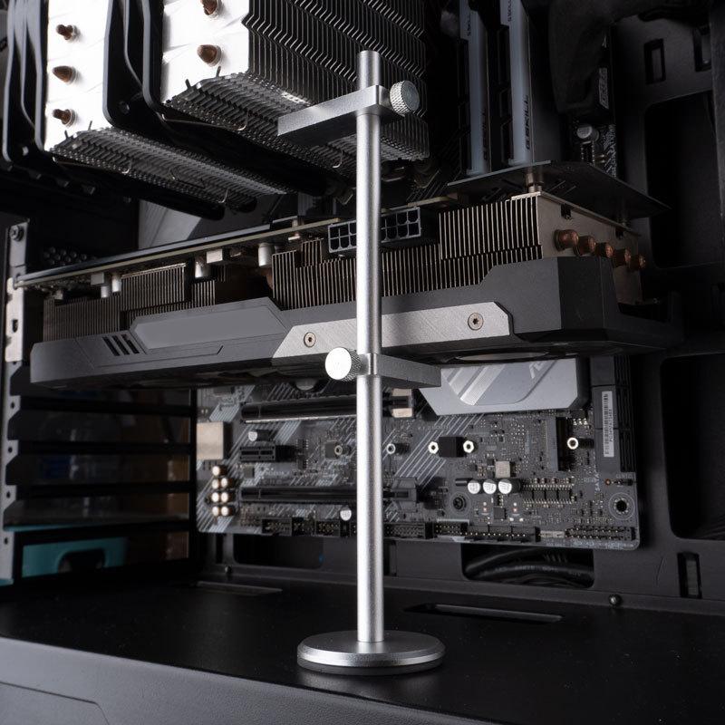 Universal GPU Support Bracket - Aluminum Alloy Graphics Card Holder with Cooling Jack, Desktop PC Case Anti-Sag Stand