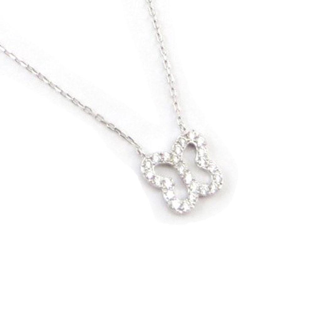 Les Trésors De Lily [J4080] - White 'Butterfly' Silver Necklace