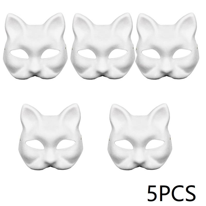 3/5PCS Paper Cat Mask Animal Masks for Crafts Fox Mask Therian Room Decor