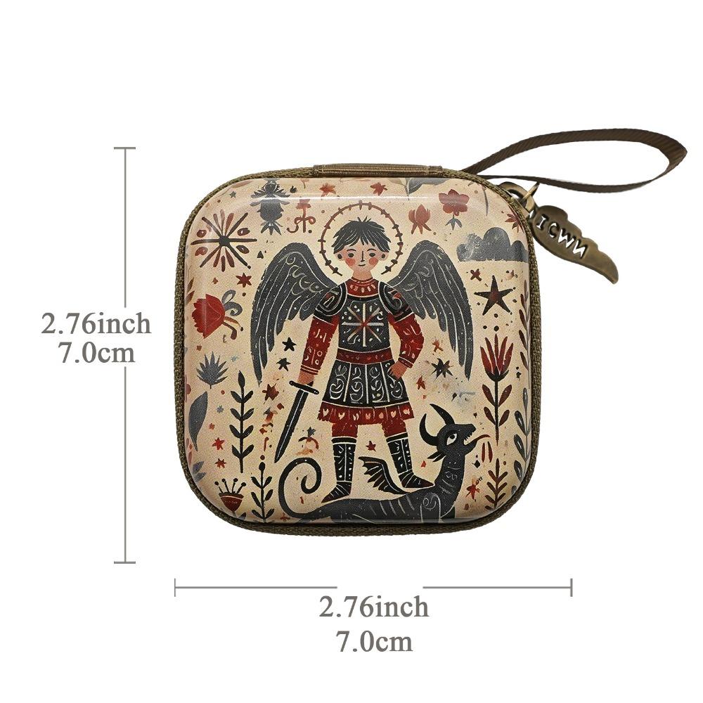 Portable Virgin Mary Prayer Rosary Storage Bag Zippered 7x7cm Religious Articles Cartoon Elegant Prayer Kit Devotees