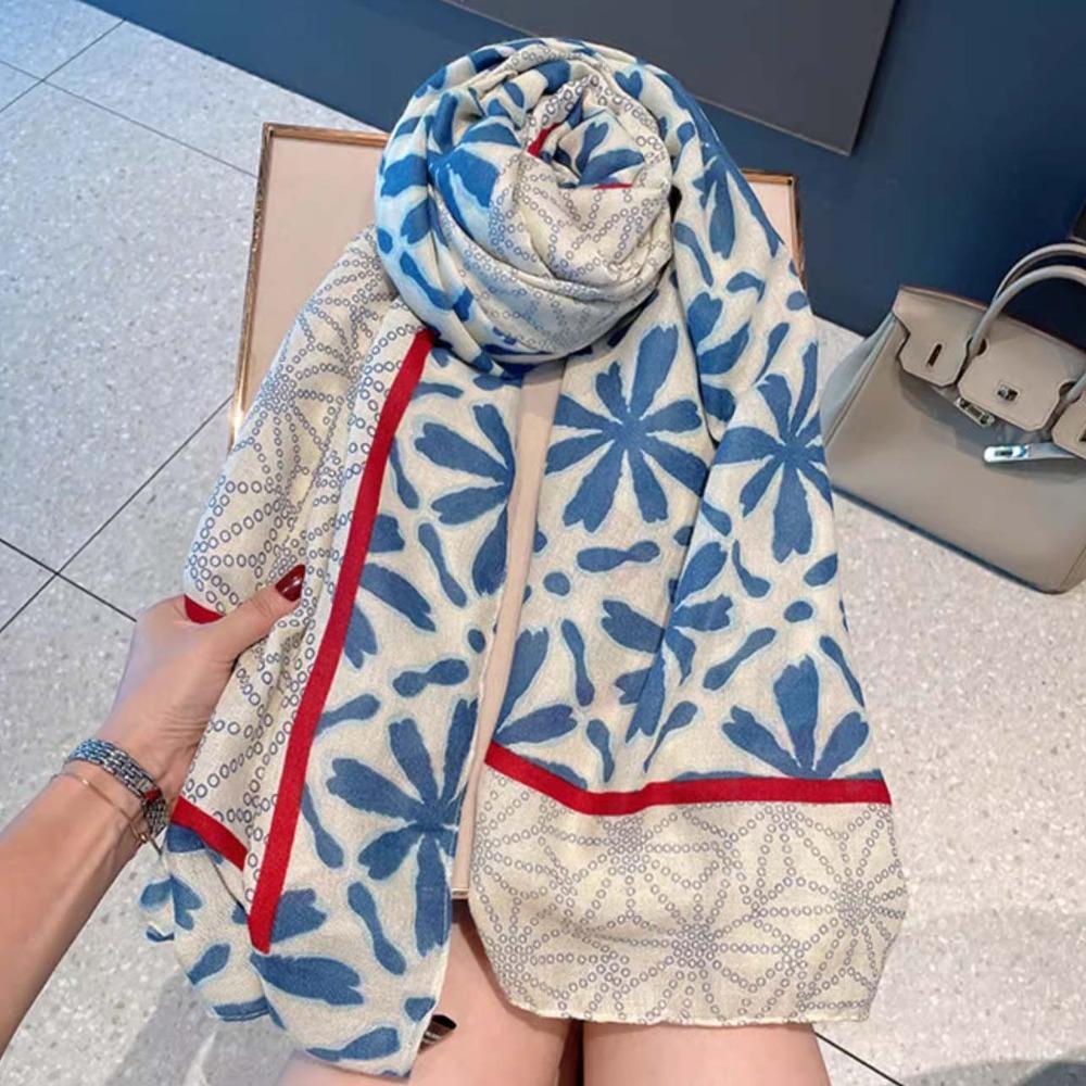 Cotton Ethnic Style Yarn Shawl Breathable Square Hijab Scarf Spring Silk Scarf Neck Decoration