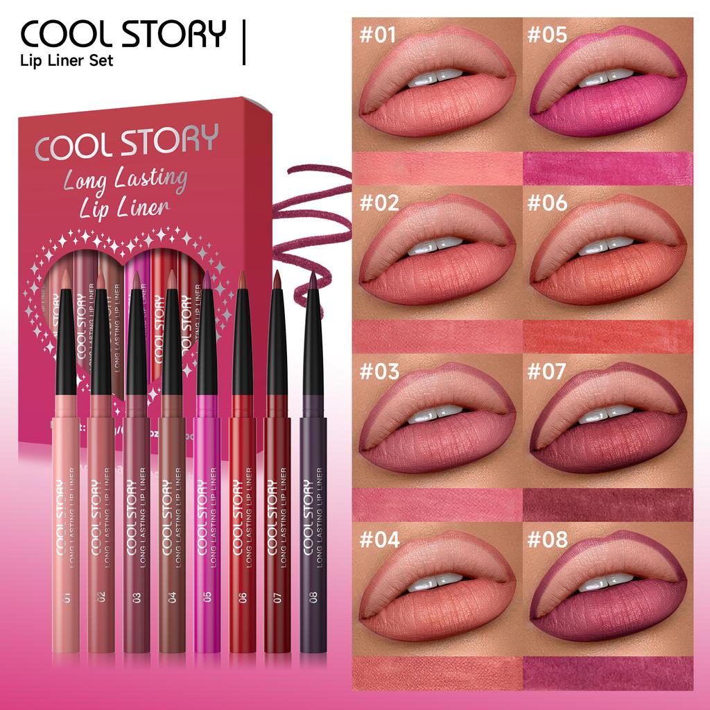 8 Stück Lipliner Stift Set Langanhaltend, Wasserdicht Schweißfest, Einfaches Auftragen Nicht verblassende Farbabgabe Lipgloss Set Beauty Make-up