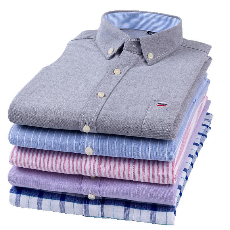 Herren Slim Fit Kurzarm Oxford Baumwolle Freizeit Hemd