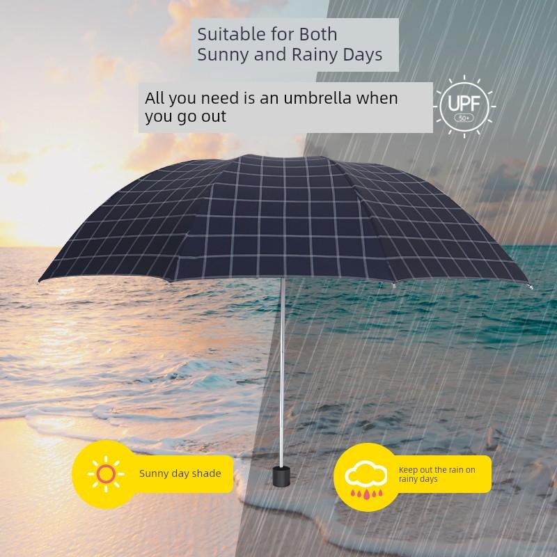 Paradise Umbrella Ten-Rib Extra Large Double Black Vinyl Checkered Sun Protection Uv Protection Dual-Use Sun and Rain Umbrella 70% off Umbrella