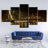 Canvas Painting City Night View and Bridge 5 Pieces Wall Art Painting Modular Wallpapers Poster Print for Living Room Home Decor