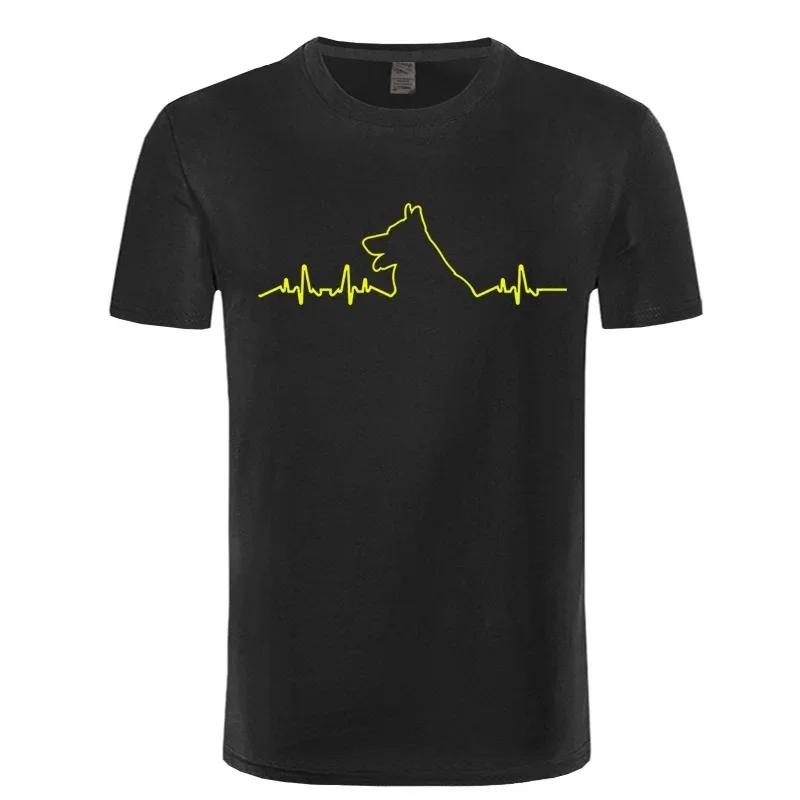 Gerunisex Shepherd Heartbeat Tshirt Funny Dog Lovers Quote Cheap Sale 100 Cotton T Shirts For Boys Unisex Print