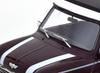 KK scale Mini Cooper with purple finished 1/12 sunroof, metallic/white, right-hand drive, model.