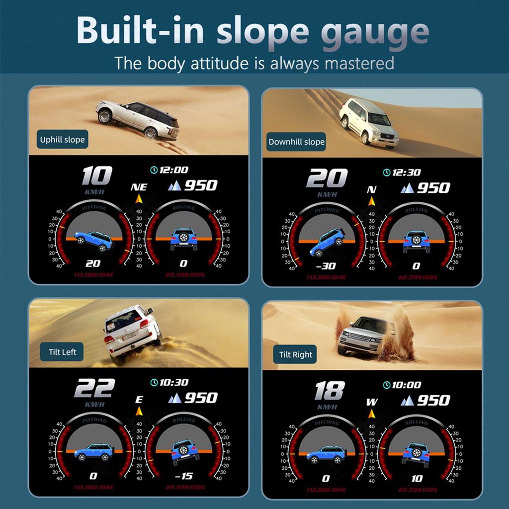 Car Head Up Display Multi-funciton  OBD GPS Slope Meter
