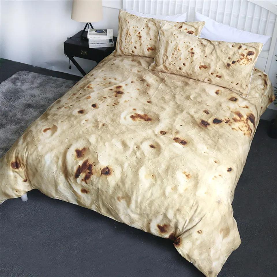 Gourmet Pancake Pattern Duvet Set Fun Three-Piece Set Suitable For Boys And Girls