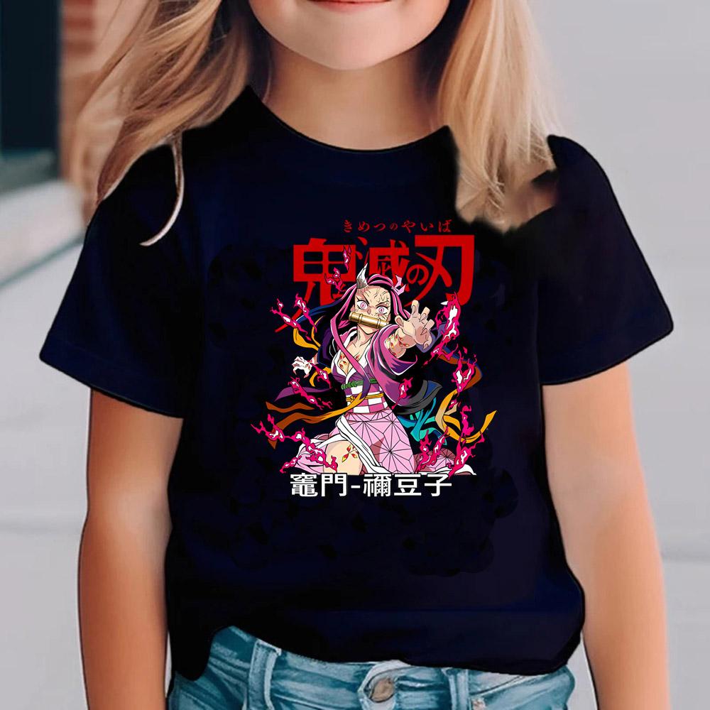 Çocuklar İçin Demon Slayer Tişörtleri Anime Çizgi Film Kısa Kollu Gömlek Erkek Kız Yazlık Kimetsu No Yaiba Üst Çocuk Kıyafetleri Hediyeler