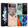 Travel-Inspired Airplane Route Hard PC Phone Case For Samsung Galaxy Z Flip 6 5 4 Black Cover For Galaxy Z Flip 3 Foldable Capas