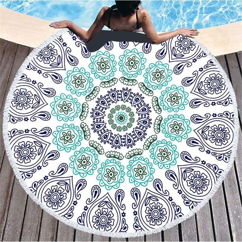 Mandala Pattern Microfiber Beach & Bath Towel - Luxurious Feel & Decorative Floor Mat