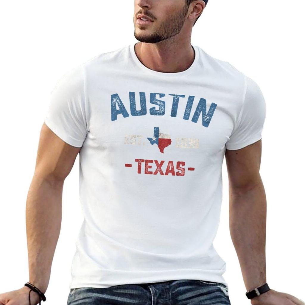 Austin Texas TX Athletic Sports Design Vintage Style TShirt Casual Trendy Short Sleeve TShirt