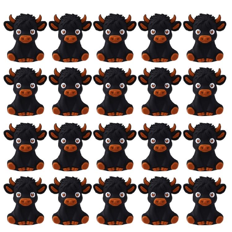 20pcs Cow Theme Silicone Beads Craft Beading Project For Kids Jewelry Friendship Bracelets Making Accessories