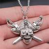 Eagles Gothic Skull Pendant Antique Bronze Metal Bridal Collar Necklace High Quality Statement Piece