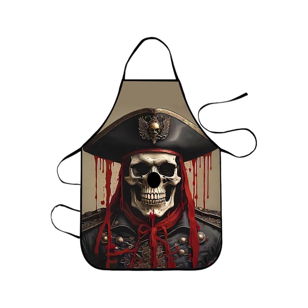 Classic Pirate Apron, Adjustable Waterproof Polyester Kitchen Apron For Men And Women Cooking, Baking, BBQ, Coffee Shop, Housewarming Gift, 25x29 Inch