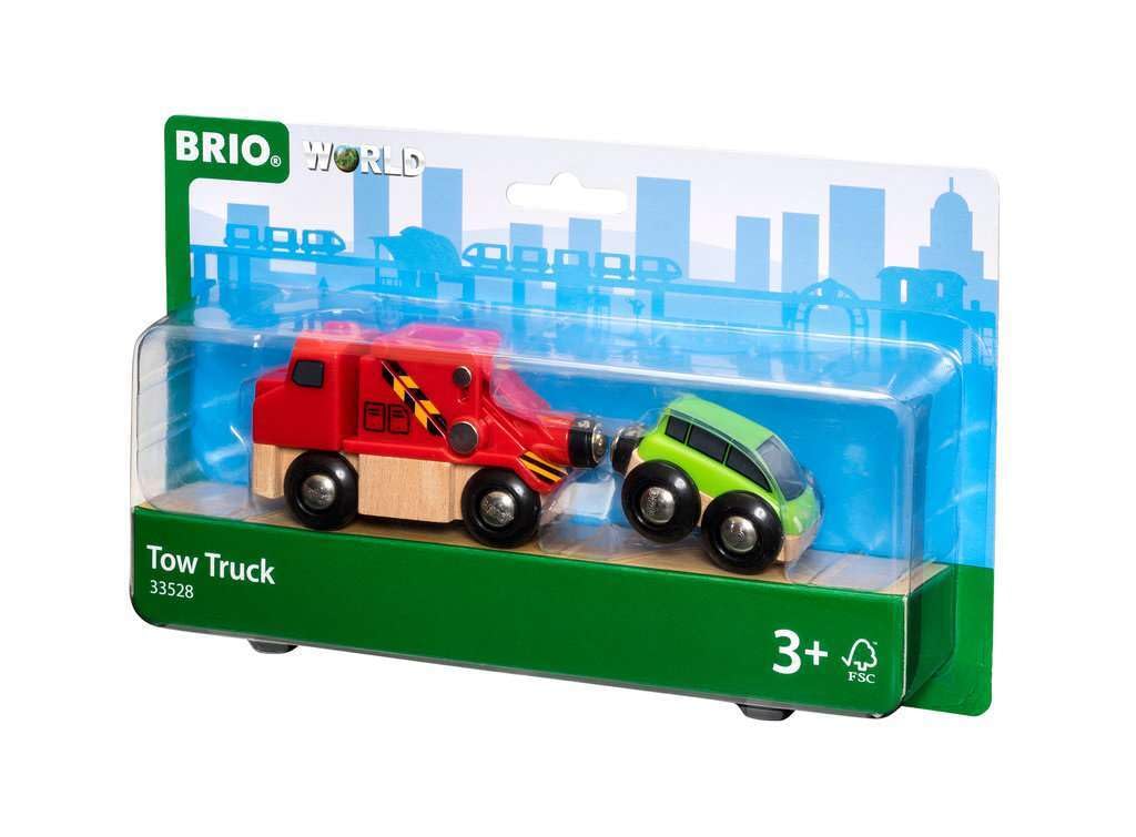 BRIO Tow Truck 33528, Ages 3+ [Toy, Wooden Toy, Train, Locomotive, Electric Vehicle, Gift (Birthday/Christmas)]