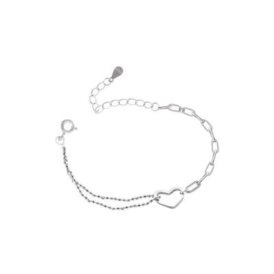925 Sterling Silver Double Layer Heart Shape Charm Bracelet &Bangle For Women Girls Wedding Jewelry Sl083