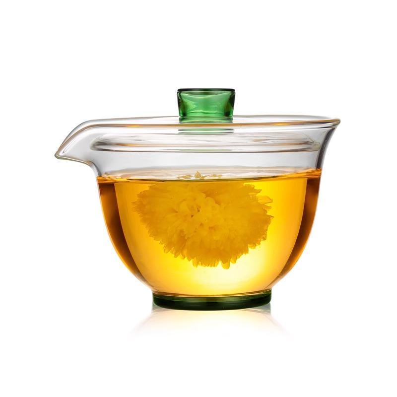 HMLOVE Heat-resistant Glass Gaiwan Transparent Cover Bowl Lid Big Tea Cup Tureen Travel Teaware Sets Household Gift 200ML