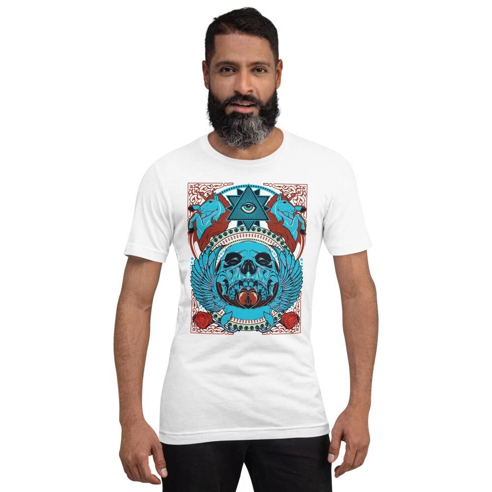 All Seeing Eye unisex 100% Cotton T-shirt Mens Tees Top Gothic Punk Rock Retro Metal Skull 4XL