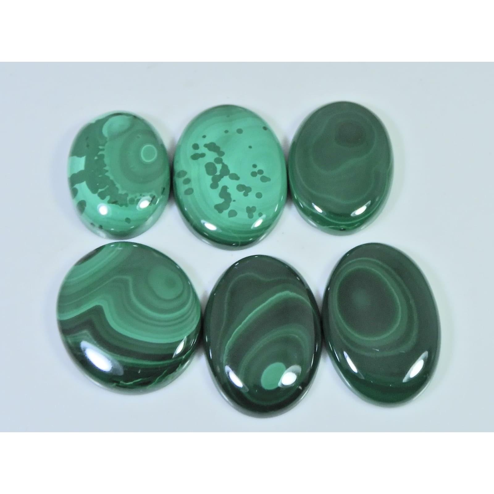 

278Cts. Natural Malachite Oval Shape Cabochon Loose Gemstone 6Pcs Lot C-2114