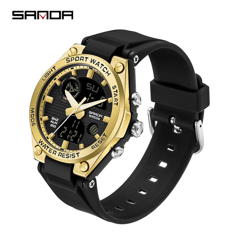SANDA New Digital Women Watches Student Sports Chronograph Calendar Lady Quartz Wristwatch Waterproof Girl Electronic Clock