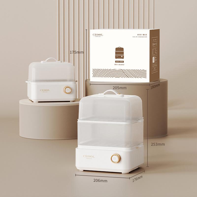 Doppelschichtiger elektrischer Eierkocher, zeitgesteuerter Eierkocher, Frühstücksmaschine, automatischer Dampfgarer, Eiercreme-Dampfkocher, Speisenwärmer