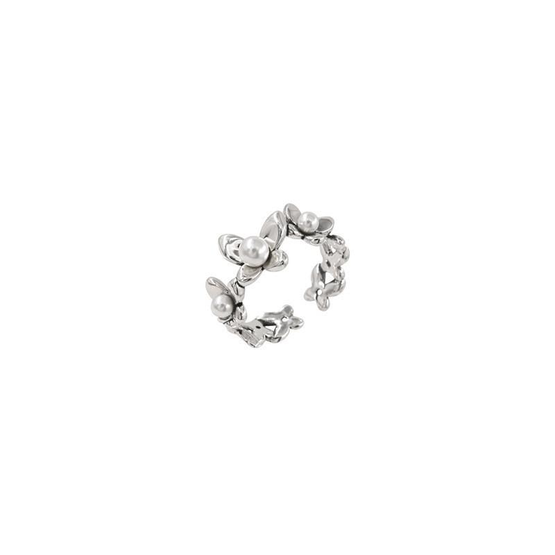 Highend Korean Style Pearl Ring For Women In 925 Silver With Adjustable And Design Geometric