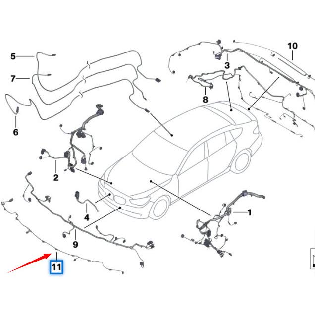 BMW 7 Series F01/F02 Front Bumper PDC Sensor Harness (61129199247)