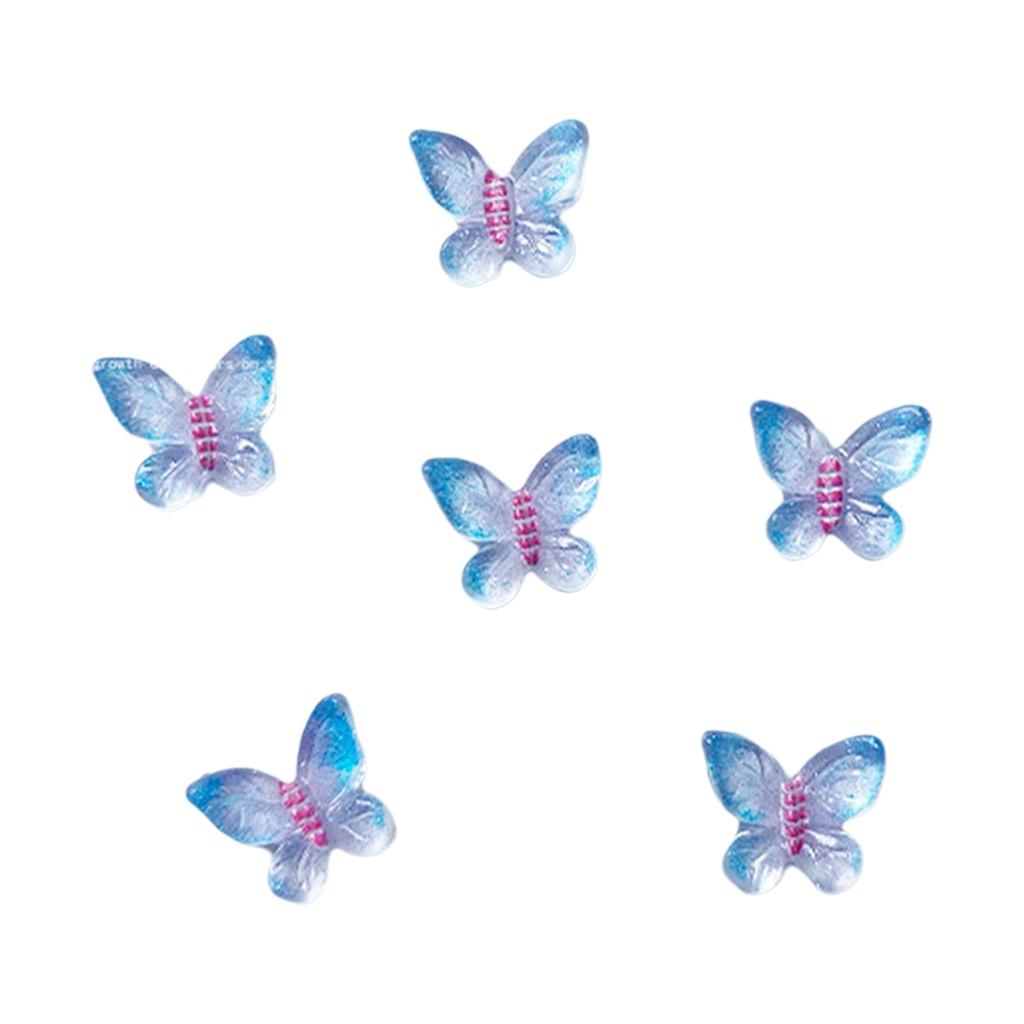 50pcs Resin Clear Candy Color Glitter Butterfly Nails Art Flat Back Rhinestones Appliques DIY Scrapbook Decor Crafts Accessories