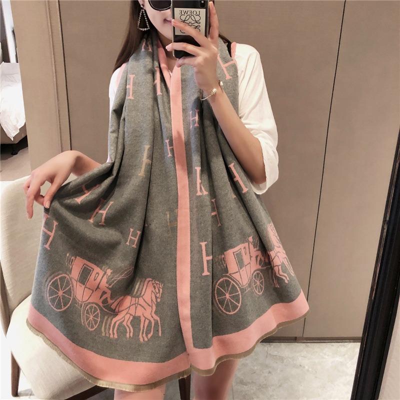 New Tassel Scarf Women's Extended Warm Large Size Shawl Winter Letter Carriage Scarf One Piece