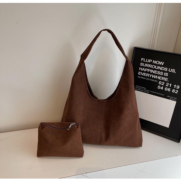 Винтажная осенне-зимняя сумка-тоут большой вместимости для通勤 - Универсальная высококлассная наплечная сумка для женщин