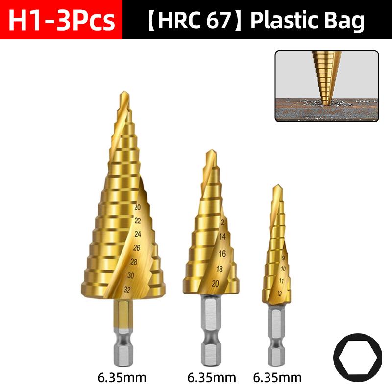 HSS Titanium Step Drill Bit Set For Metal Wood Punch Hole Cutter Conical Stage Stepped Drills Power Tools 3-12 4-12 4-20 4-32mm