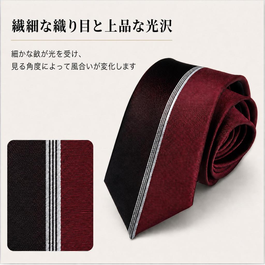 [BUBU Ohana] Narrow Tie, 6cm Blade Width, Slim, Smart, Men's Narrow Tie, Accent Line Stripe, Slim Tie, Business, Office Accessory (Gray Black